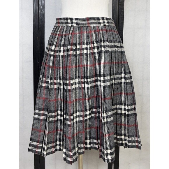 Vintage Y2K Anne klein Women’s Plaid Pleated Wool Wrap Skirt. Size: 10 - Picture 3 of 7
